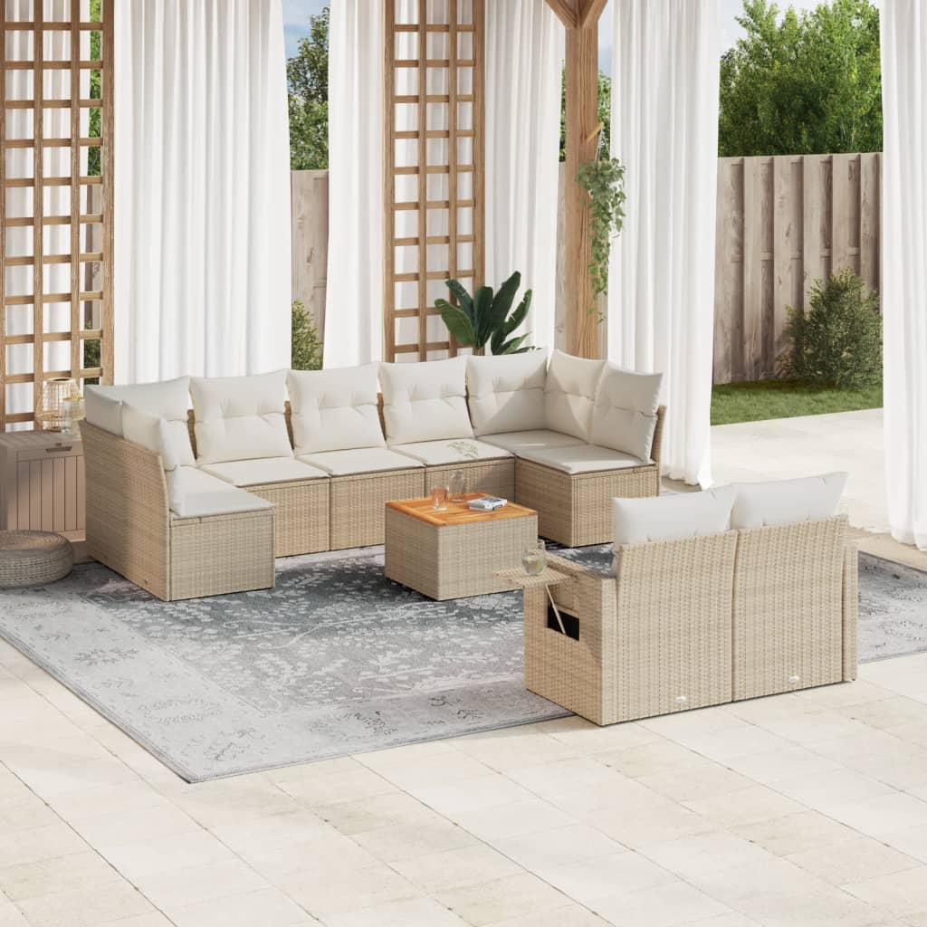 Set Mobilier De Grădină Cu Perne, 10 Piese, , Poliratan