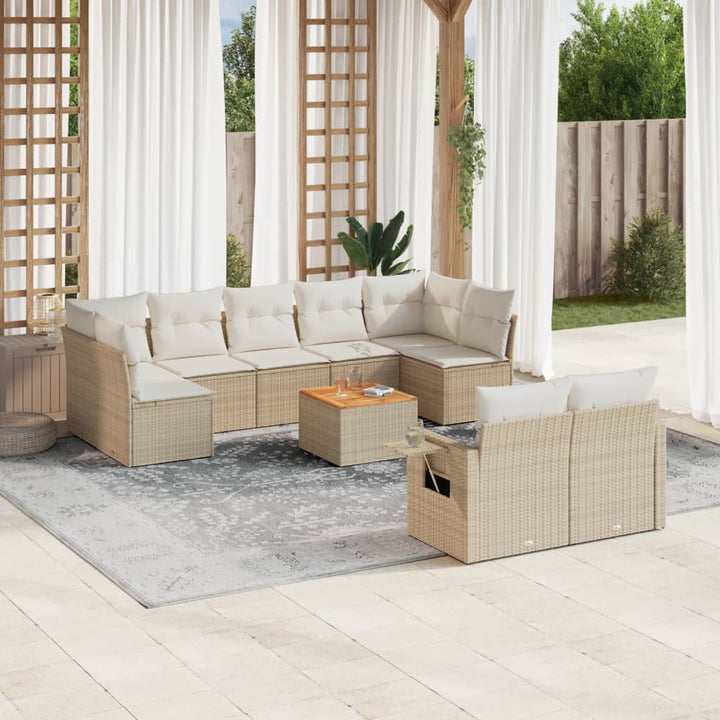 Set Mobilier De Grădină Cu Perne, 10 Piese, , Poliratan