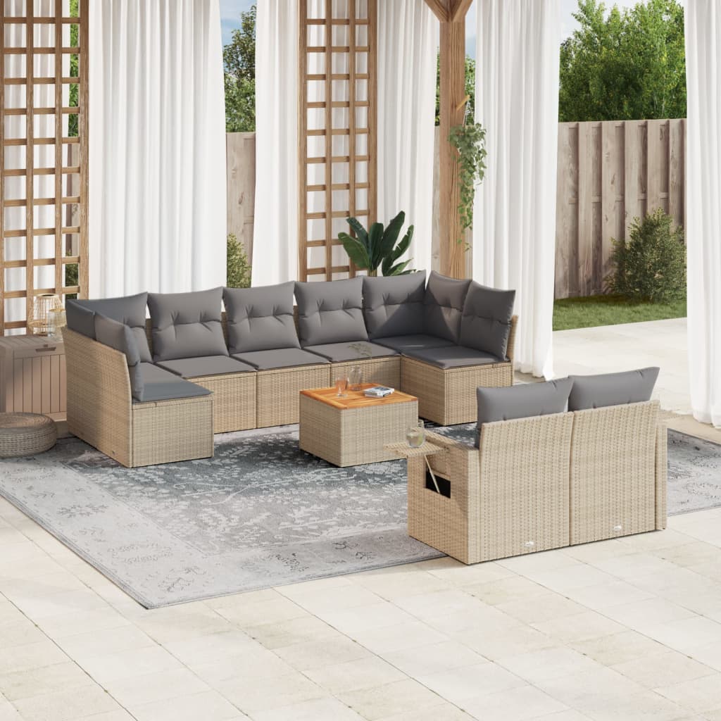 Set Mobilier De Grădină Cu Perne, 10 Piese, , Poliratan