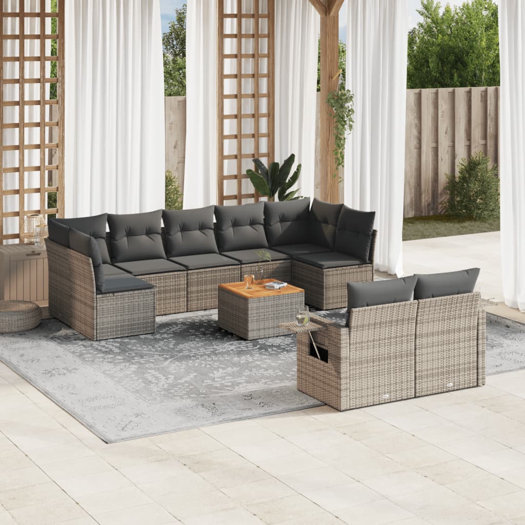 Set Mobilier De Grădină Cu Perne, 10 Piese, , Poliratan