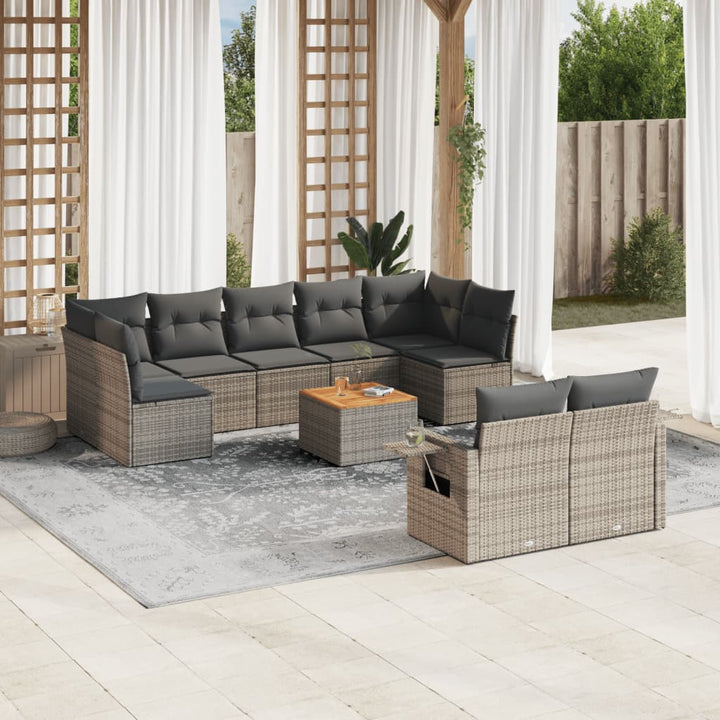 Set Mobilier De Grădină Cu Perne, 10 Piese, , Poliratan