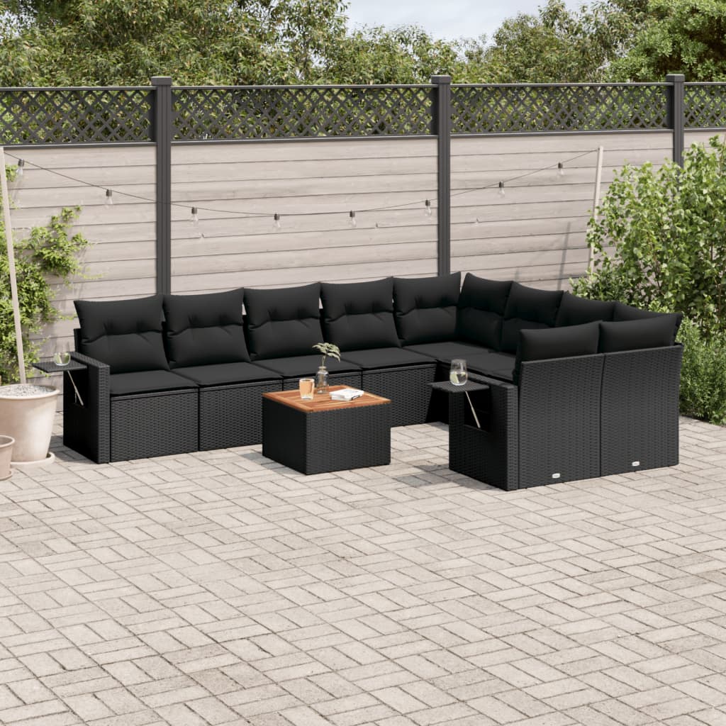 Set Mobilier De Grădină Cu Perne, 10 Piese, , Poliratan