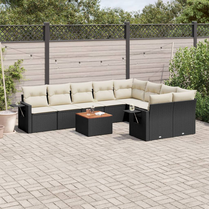 Set Mobilier De Grădină Cu Perne, 10 Piese, , Poliratan