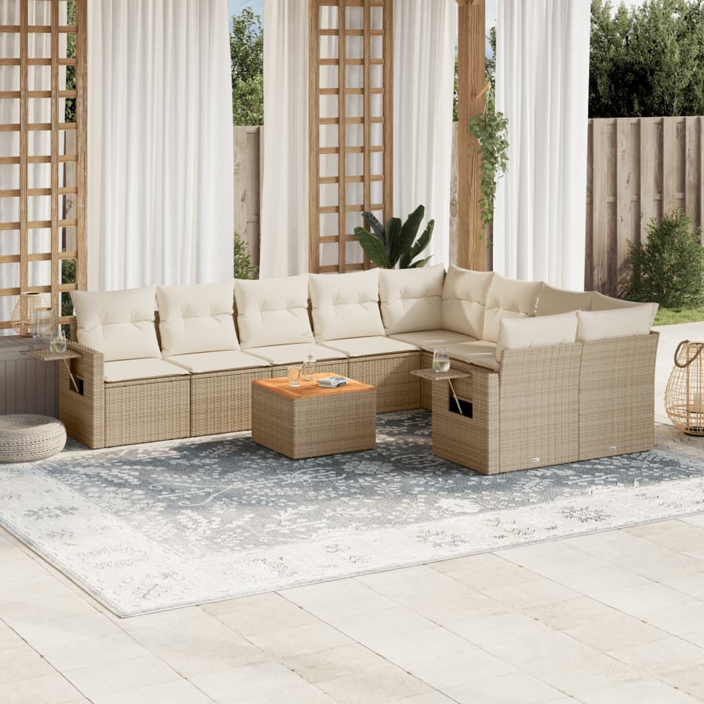 Set Mobilier De Grădină Cu Perne, 10 Piese, , Poliratan