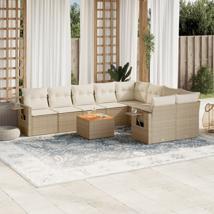 Set Mobilier De Grădină Cu Perne, 10 Piese, , Poliratan