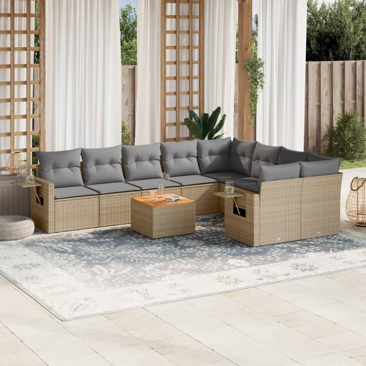 Set Mobilier De Grădină Cu Perne, 10 Piese, , Poliratan