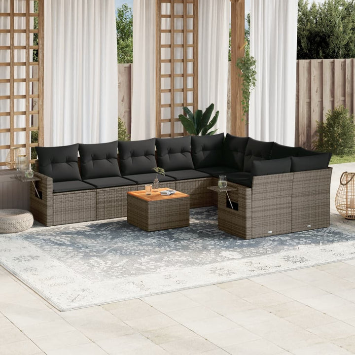 Set Mobilier De Grădină Cu Perne, 10 Piese, , Poliratan