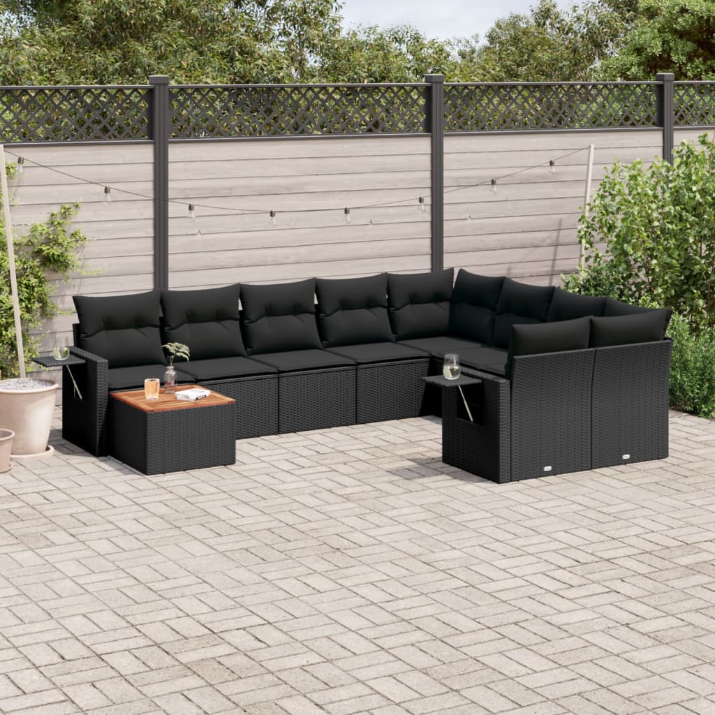Set Mobilier De Grădină Cu Perne, 10 Piese, , Poliratan
