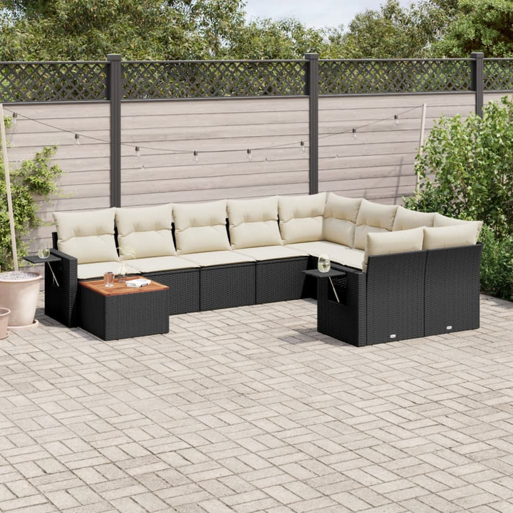 Set Mobilier De Grădină Cu Perne, 10 Piese, , Poliratan