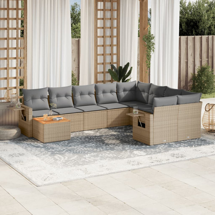 Set Mobilier De Grădină Cu Perne, 10 Piese, , Poliratan