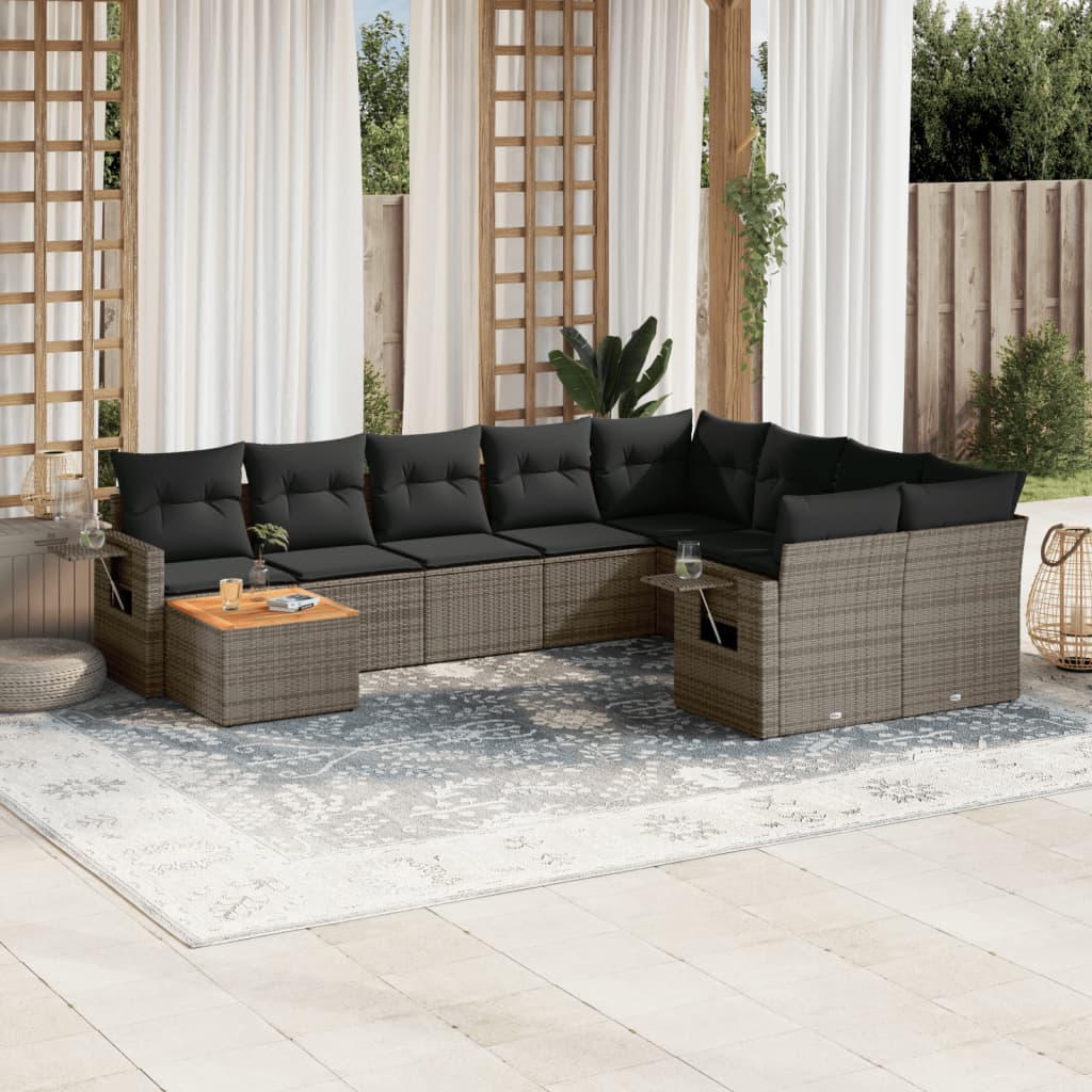 Set Mobilier De Grădină Cu Perne, 10 Piese, , Poliratan