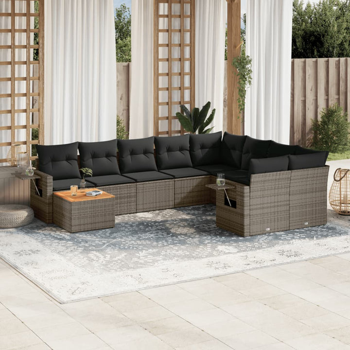 Set Mobilier De Grădină Cu Perne, 10 Piese, , Poliratan