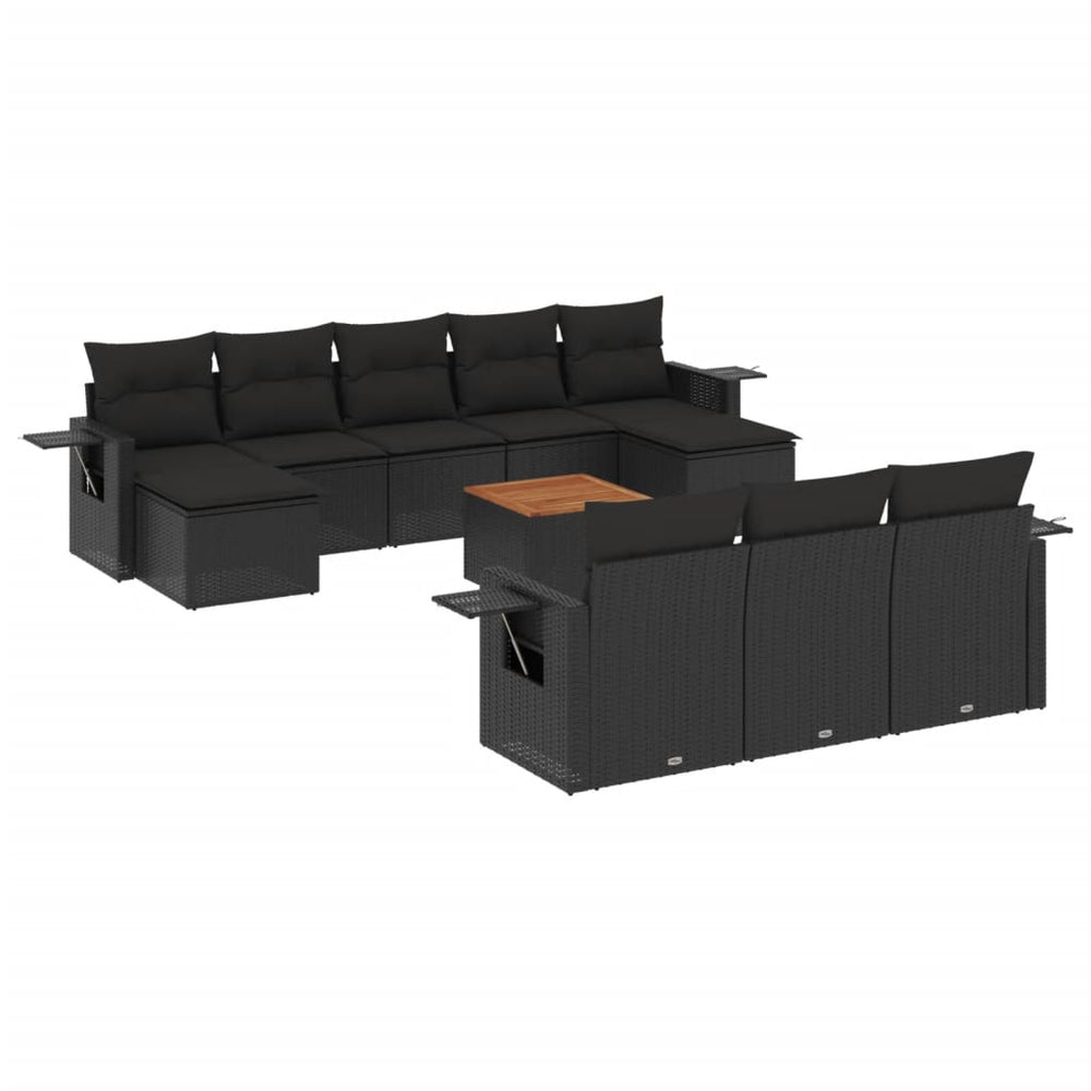 Set Canapele De Grădină Cu Perne, 11 Piese, , Poliratan