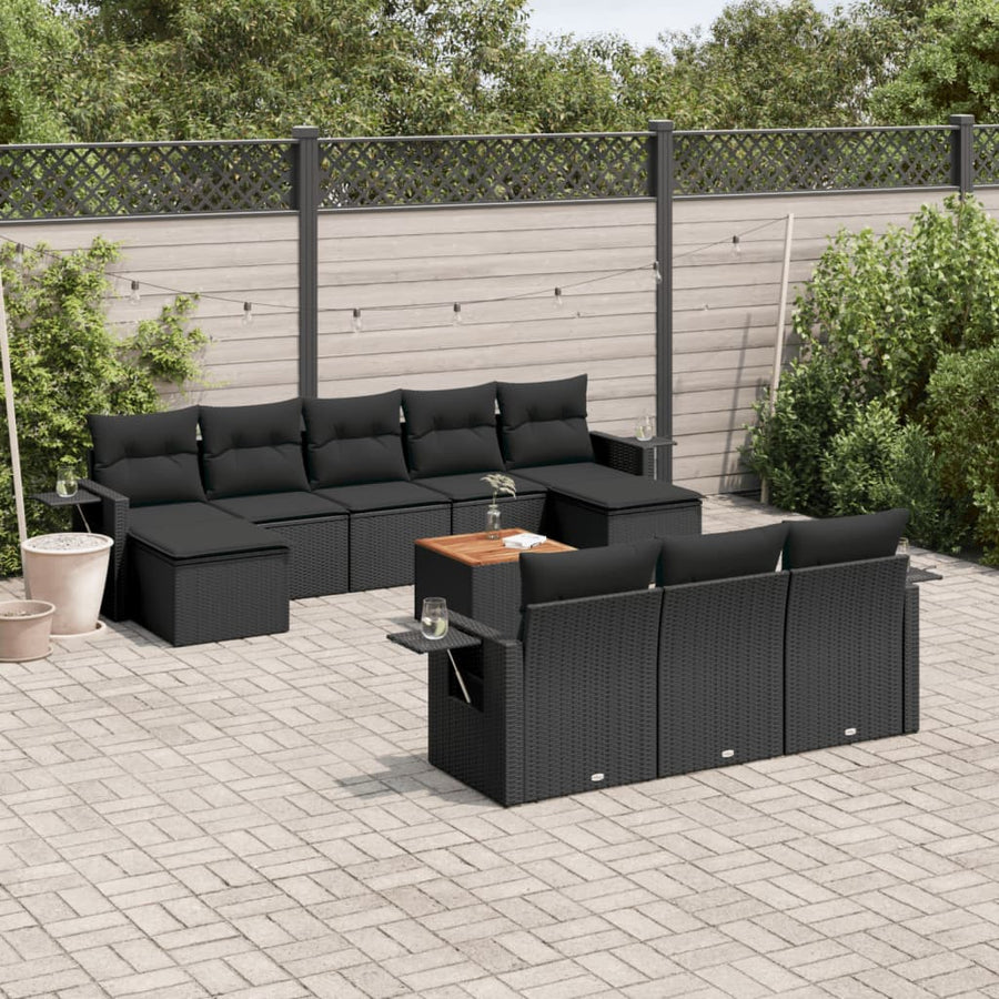 Set Canapele De Grădină Cu Perne, 11 Piese, , Poliratan