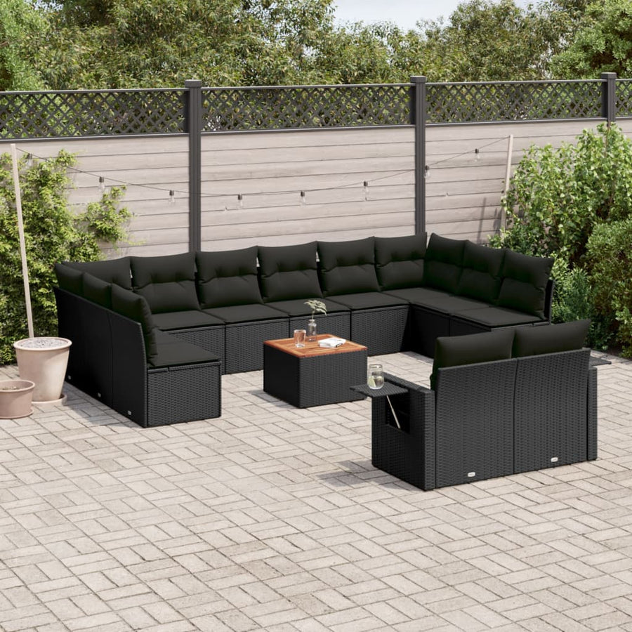 Set Mobilier De Grădină Cu Perne, 13 Piese, , Poliratan