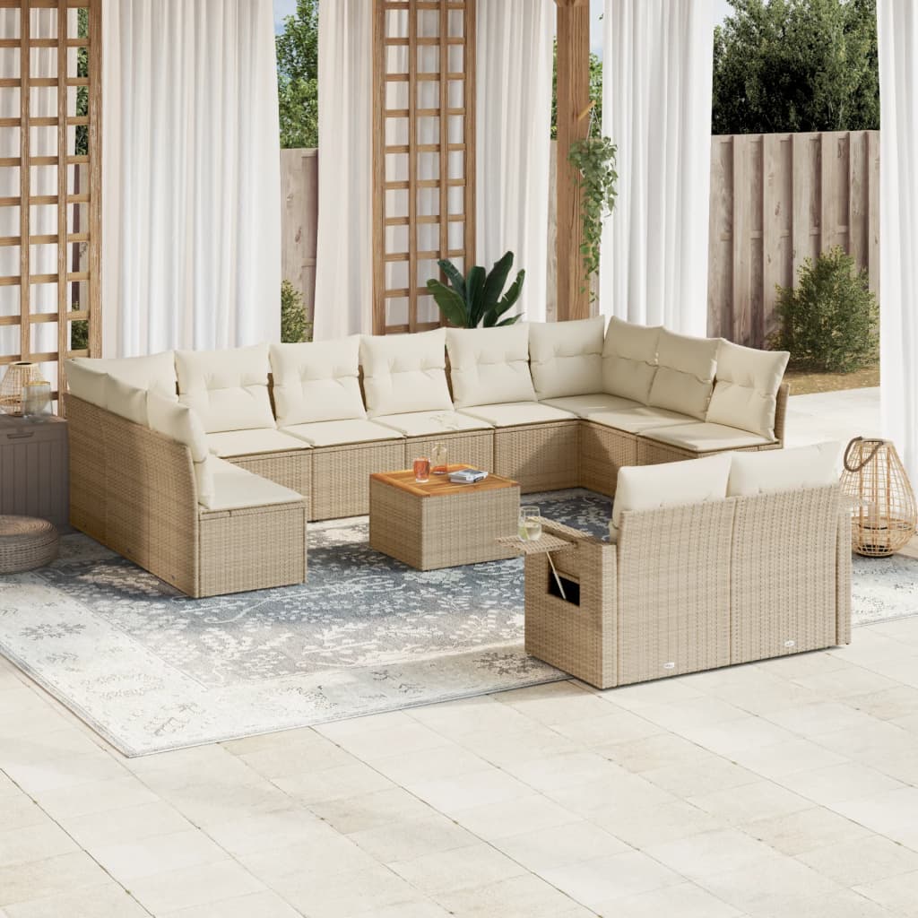 Set Mobilier De Grădină Cu Perne, 13 Piese, , Poliratan