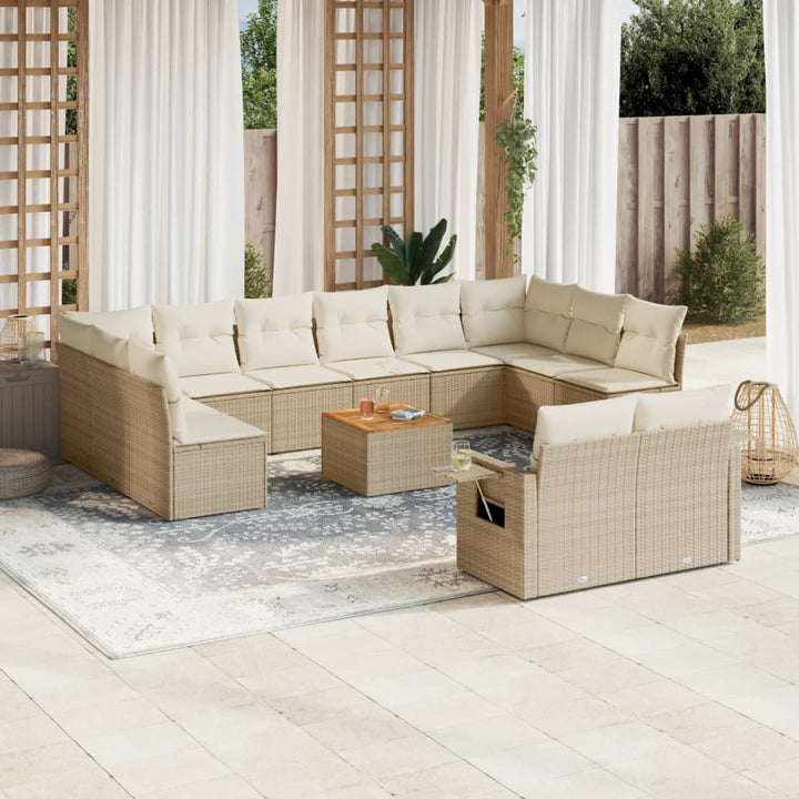 Set Mobilier De Grădină Cu Perne, 13 Piese, , Poliratan