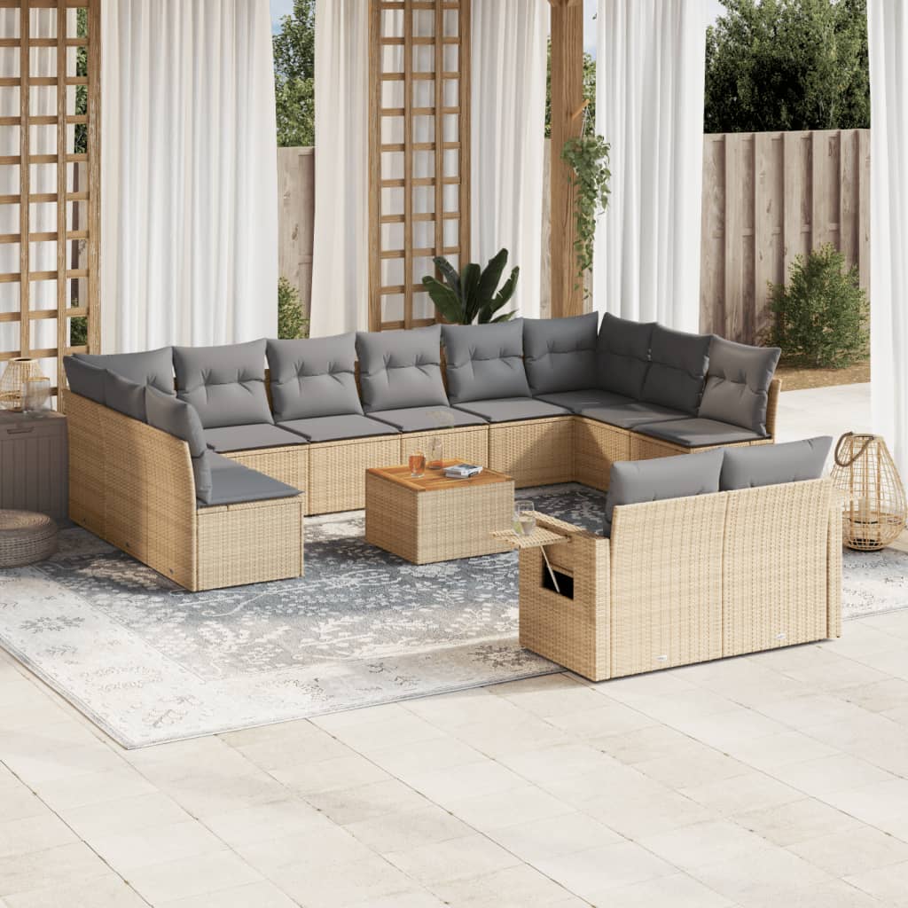 Set Mobilier De Grădină Cu Perne, 13 Piese, , Poliratan