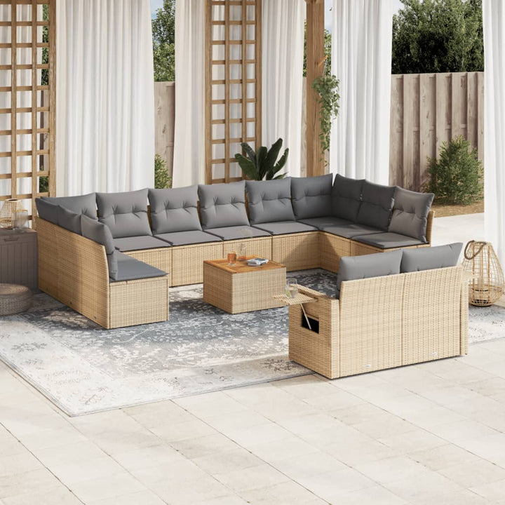 Set Mobilier De Grădină Cu Perne, 13 Piese, , Poliratan