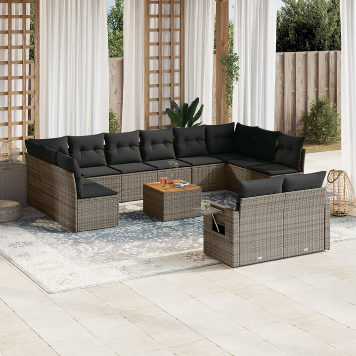 Set Mobilier De Grădină Cu Perne, 13 Piese, , Poliratan