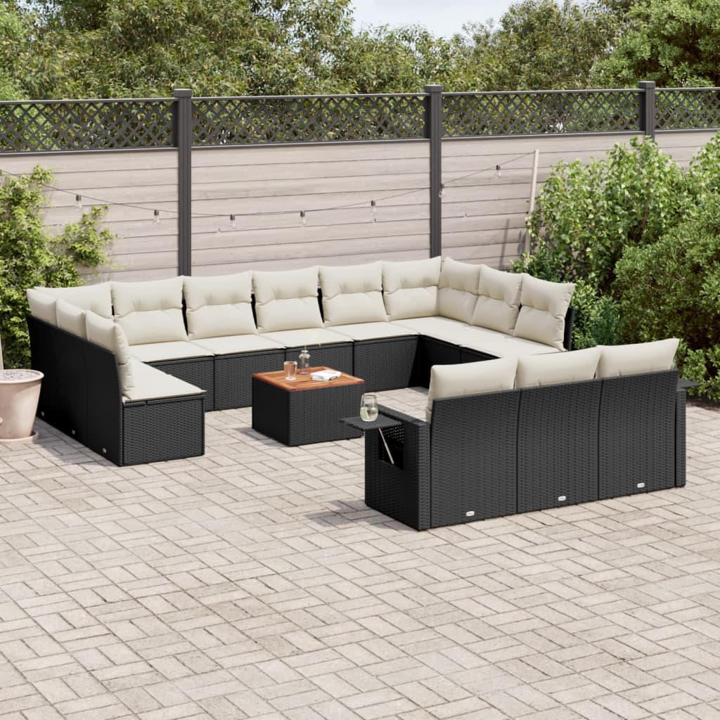 Set Mobilier De Grădină Cu Perne, 14 Piese, , Poliratan