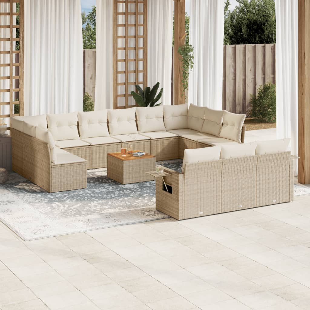 Set Mobilier De Grădină Cu Perne, 14 Piese, , Poliratan
