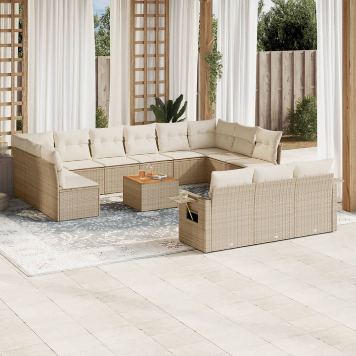 Set Mobilier De Grădină Cu Perne, 14 Piese, , Poliratan