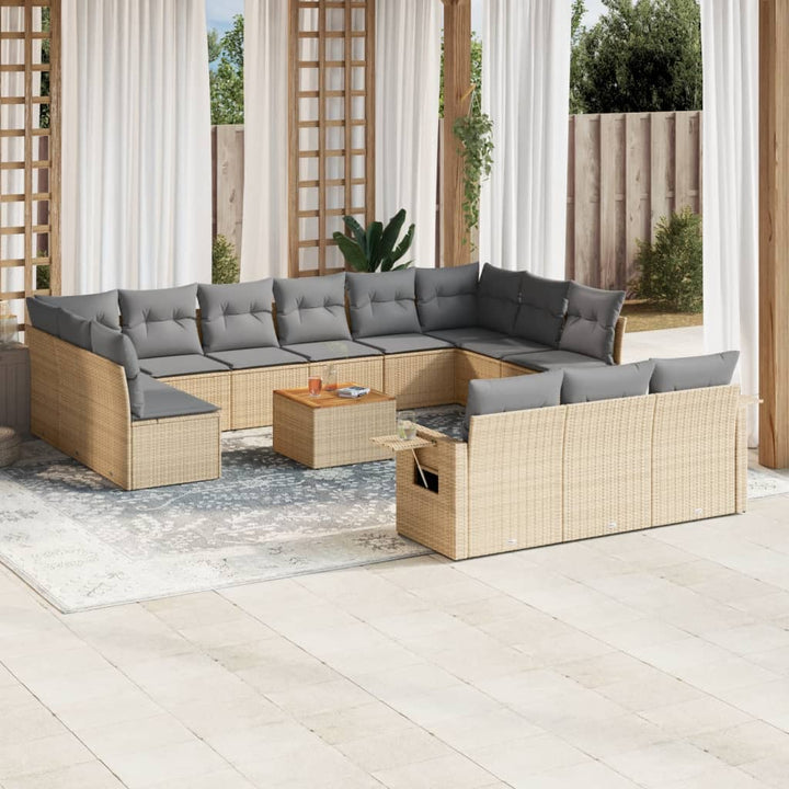 Set Mobilier De Grădină Cu Perne, 14 Piese, , Poliratan