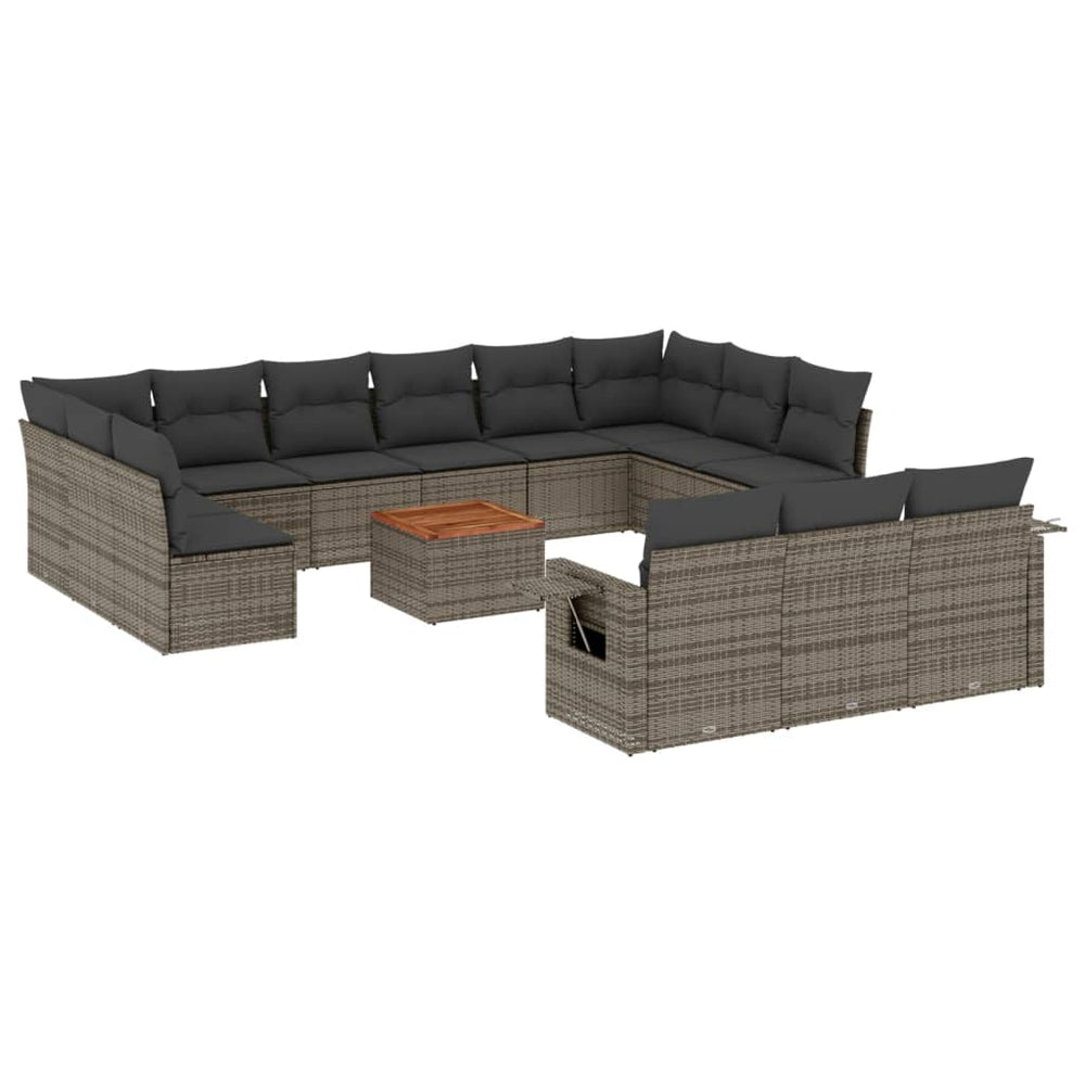 Set Mobilier De Grădină Cu Perne, 14 Piese, , Poliratan
