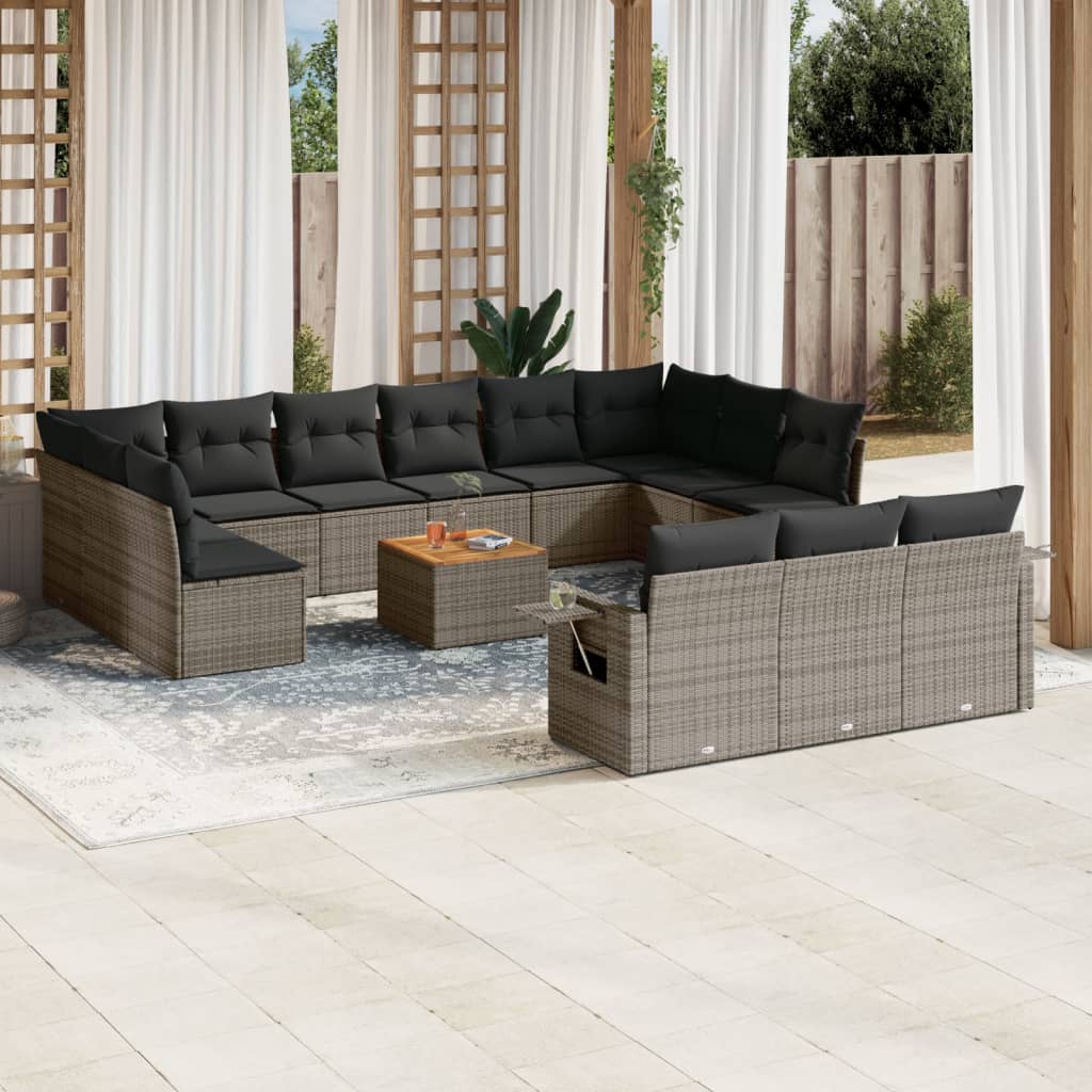 Set Mobilier De Grădină Cu Perne, 14 Piese, , Poliratan