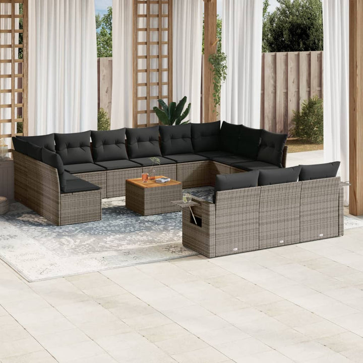Set Mobilier De Grădină Cu Perne, 14 Piese, , Poliratan