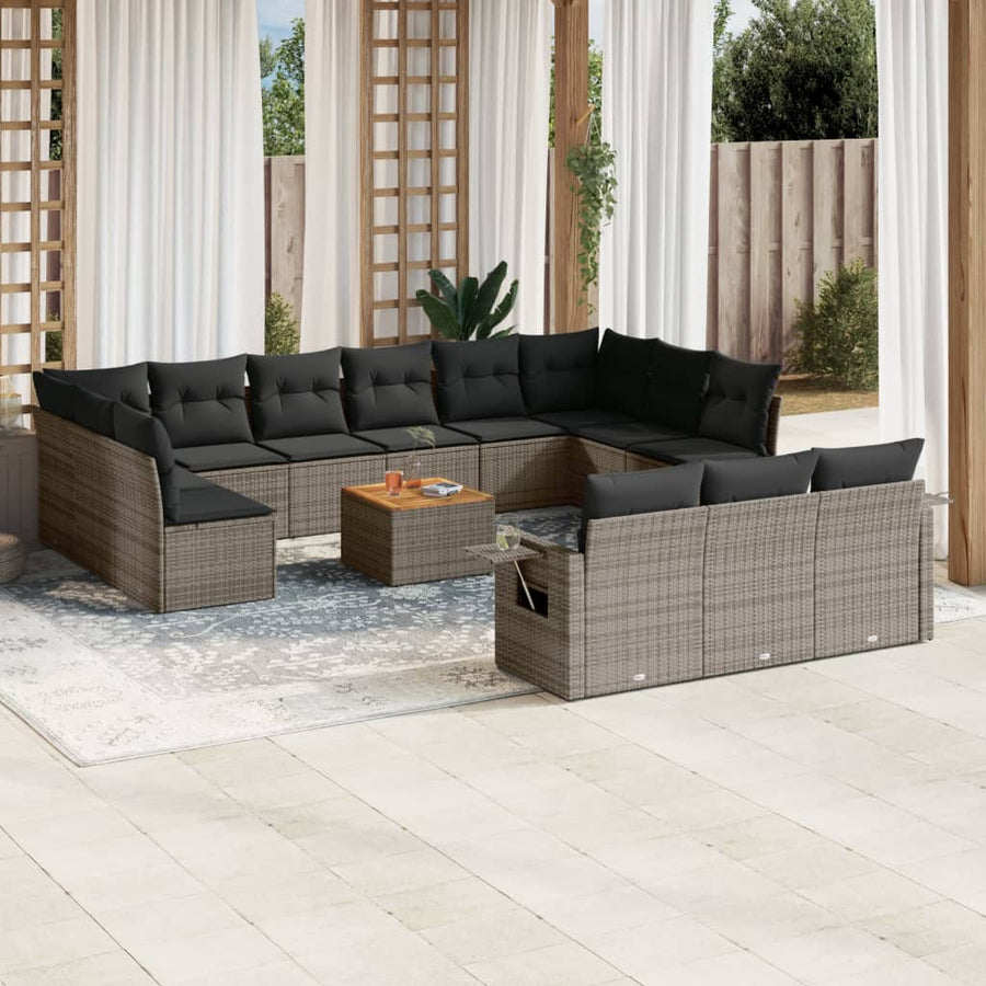 Set Mobilier De Grădină Cu Perne, 14 Piese, , Poliratan