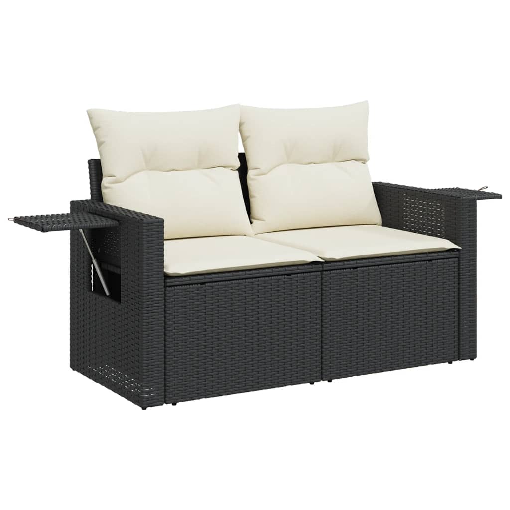 Set Mobilier De Grădină Cu Perne, 13 Piese, Negru, Poliratan