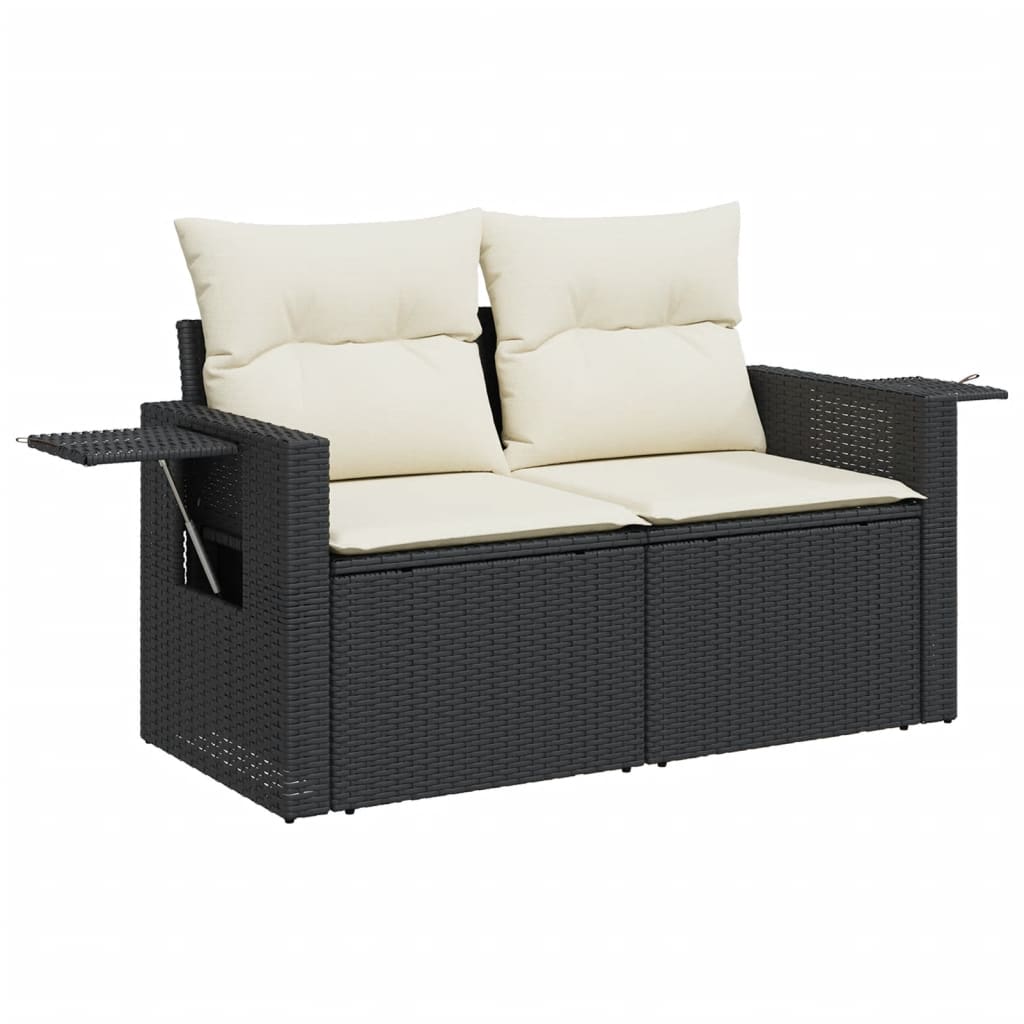Set Canapele De Grădină, 12 Piese, Cu Perne, Negru, Poliratan