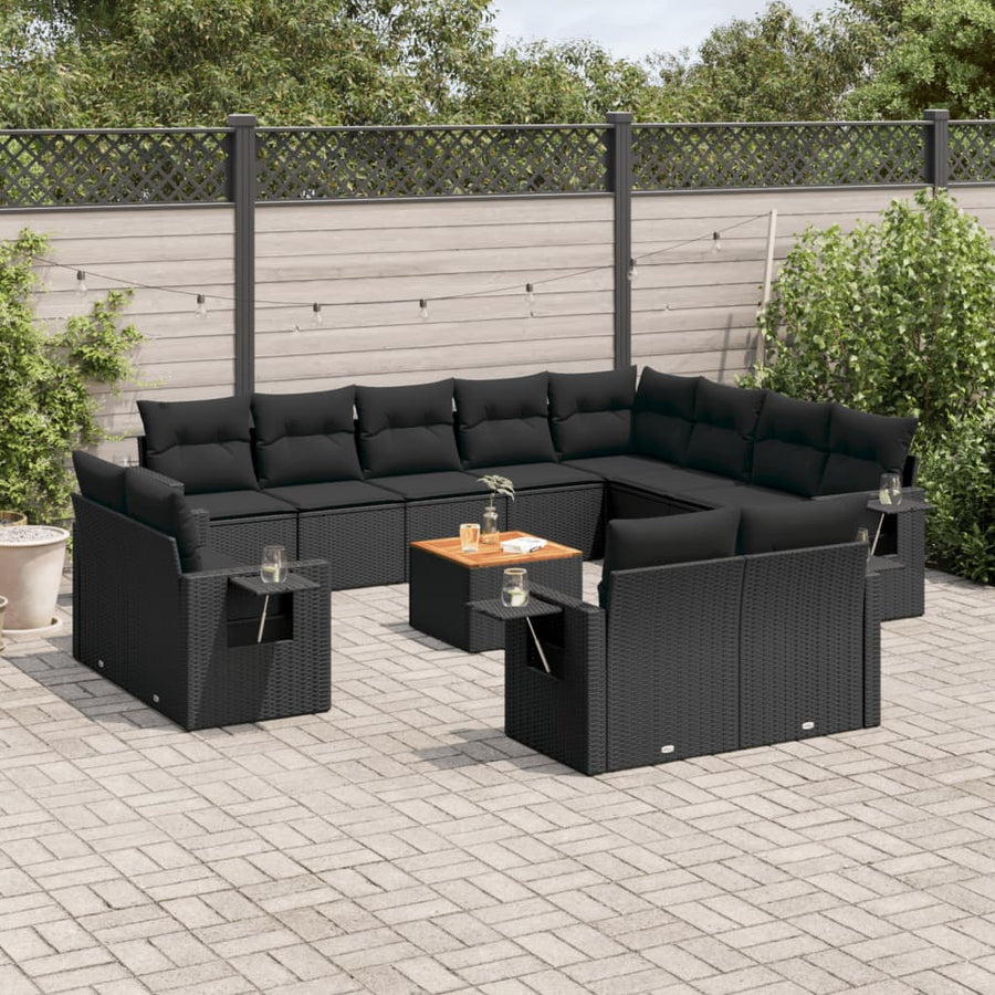 Set Mobilier De Grădină Cu Perne, 13 Piese, , Poliratan