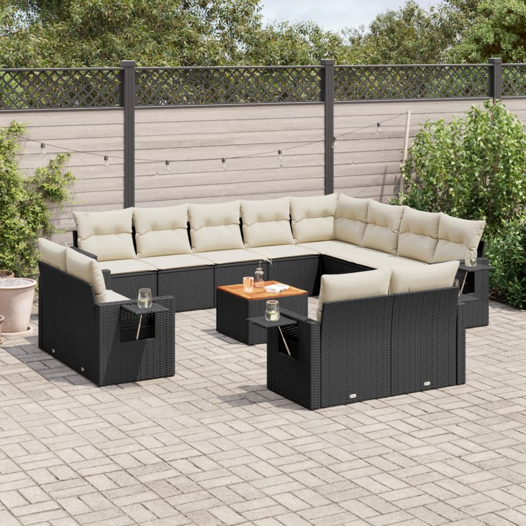 Set Mobilier De Grădină Cu Perne, 13 Piese, , Poliratan