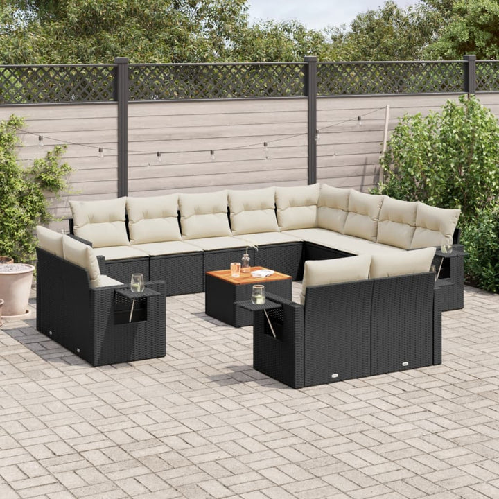 Set Mobilier De Grădină Cu Perne, 13 Piese, , Poliratan