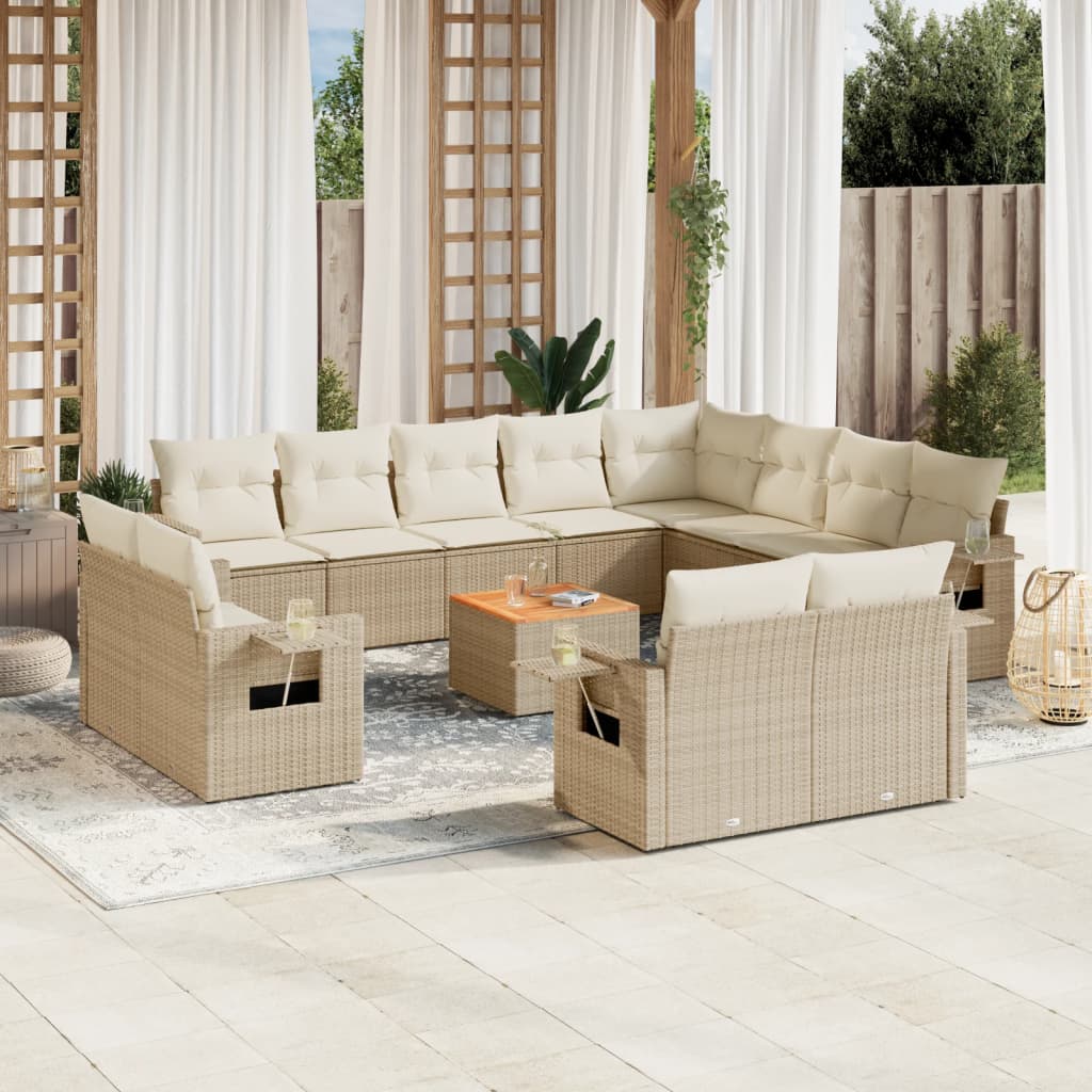 Set Mobilier De Grădină Cu Perne, 13 Piese, , Poliratan