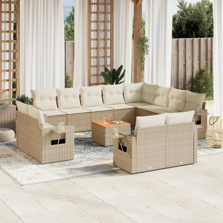 Set Mobilier De Grădină Cu Perne, 13 Piese, , Poliratan