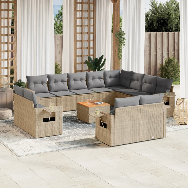Set Mobilier De Grădină Cu Perne, 13 Piese, , Poliratan