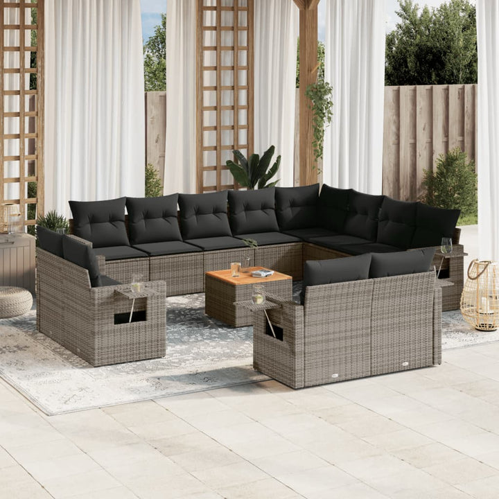 Set Mobilier De Grădină Cu Perne, 13 Piese, , Poliratan