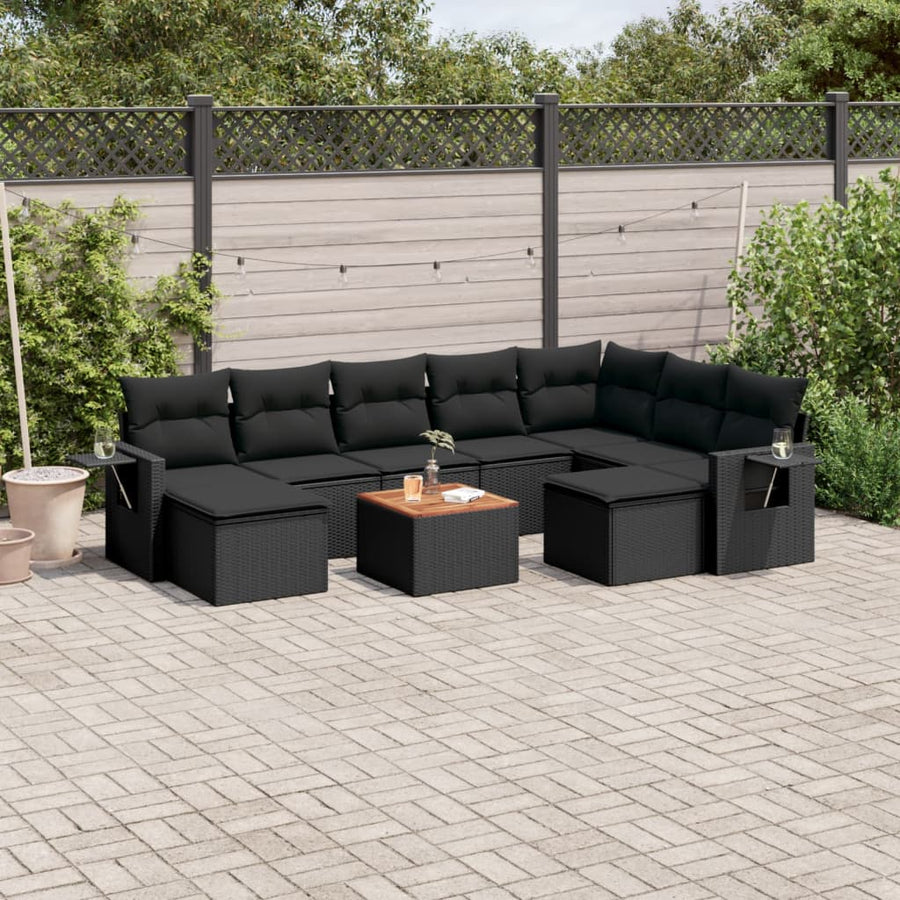 Set Canapele De Grădină Cu Perne, 10 Piese, , Poliratan