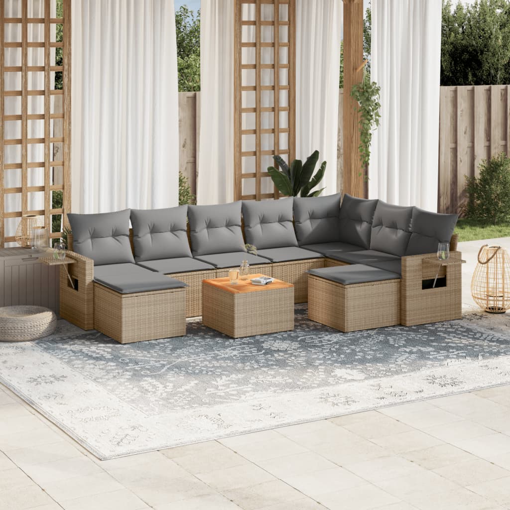 Set Canapele De Grădină Cu Perne, 10 Piese, , Poliratan