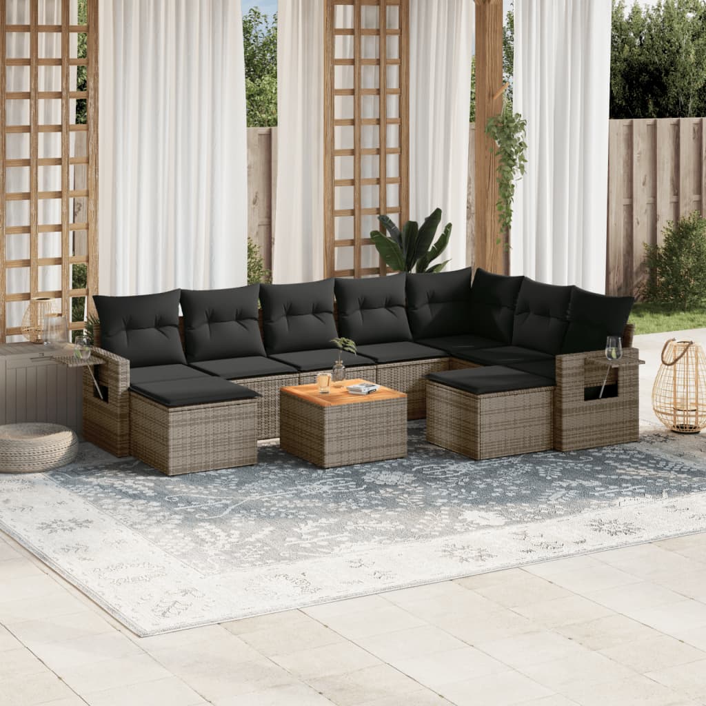Set Canapele De Grădină Cu Perne, 10 Piese, , Poliratan