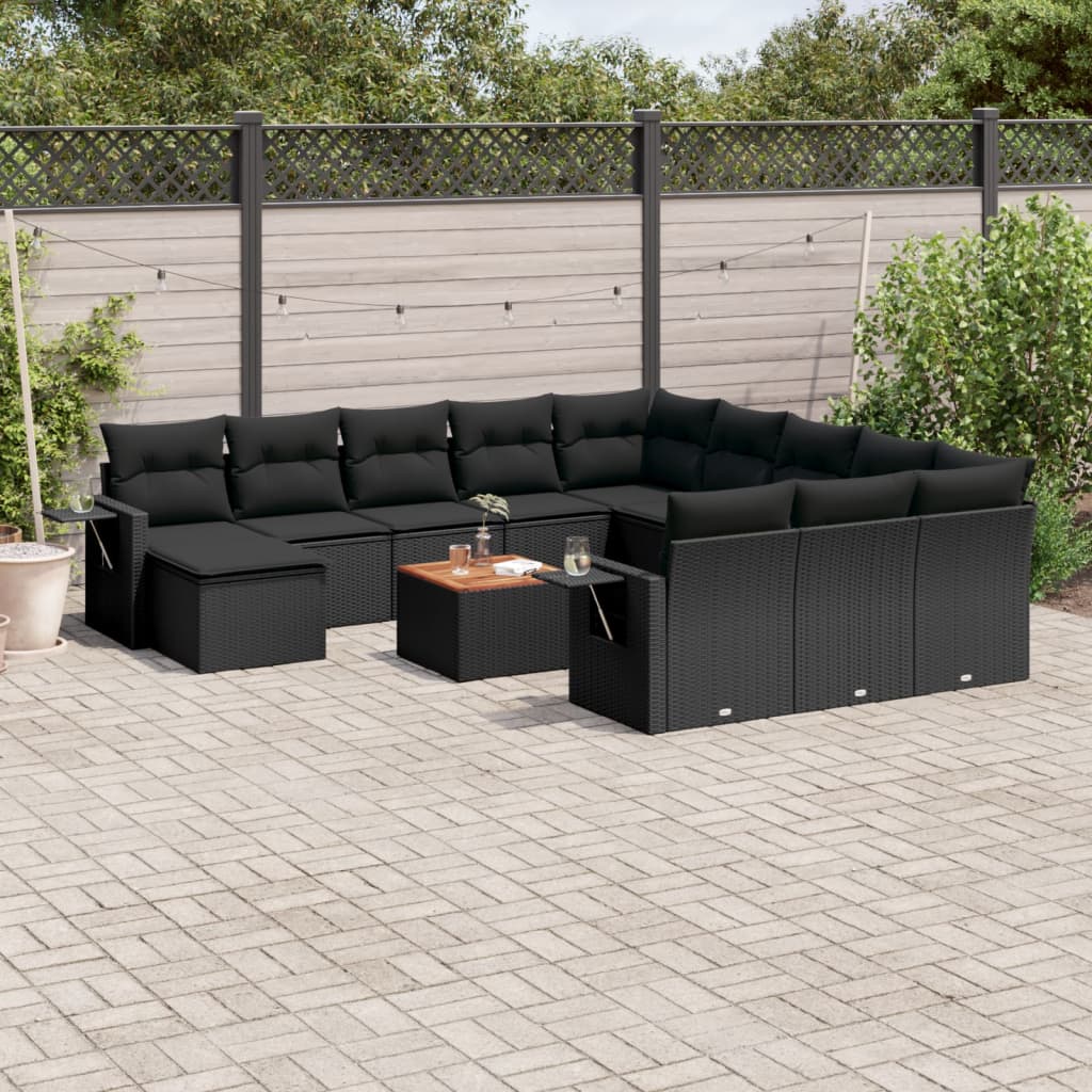 Set Mobilier De Grădină Cu Perne, 13 Piese, , Poliratan