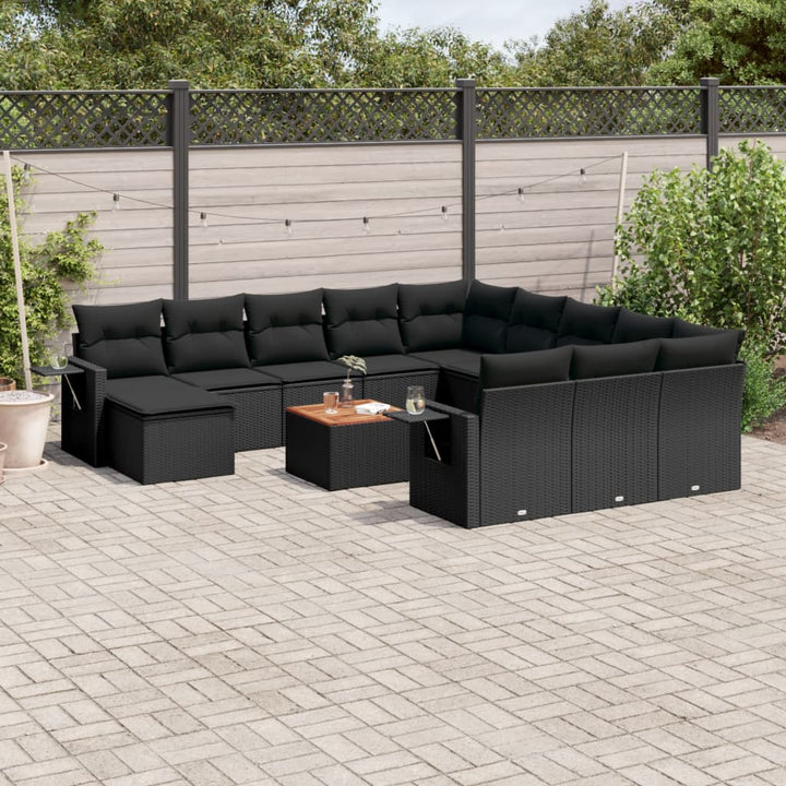 Set Mobilier De Grădină Cu Perne, 13 Piese, , Poliratan