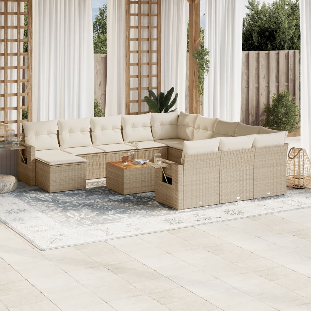 Set Mobilier De Grădină Cu Perne, 13 Piese, , Poliratan