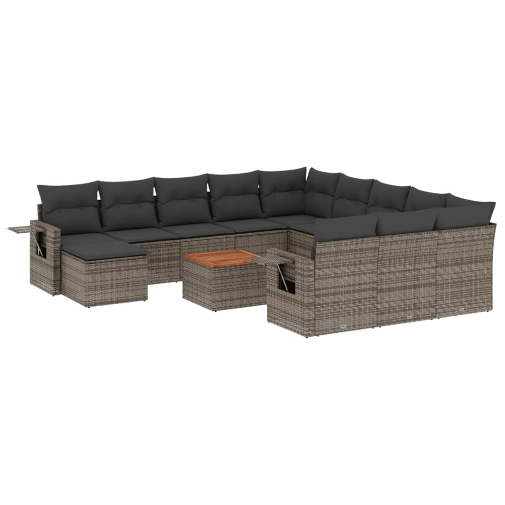 Set Mobilier De Grădină Cu Perne, 13 Piese, , Poliratan