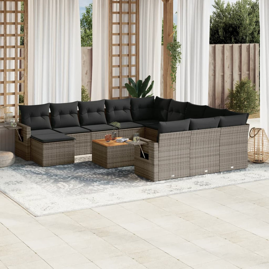Set Mobilier De Grădină Cu Perne, 13 Piese, , Poliratan