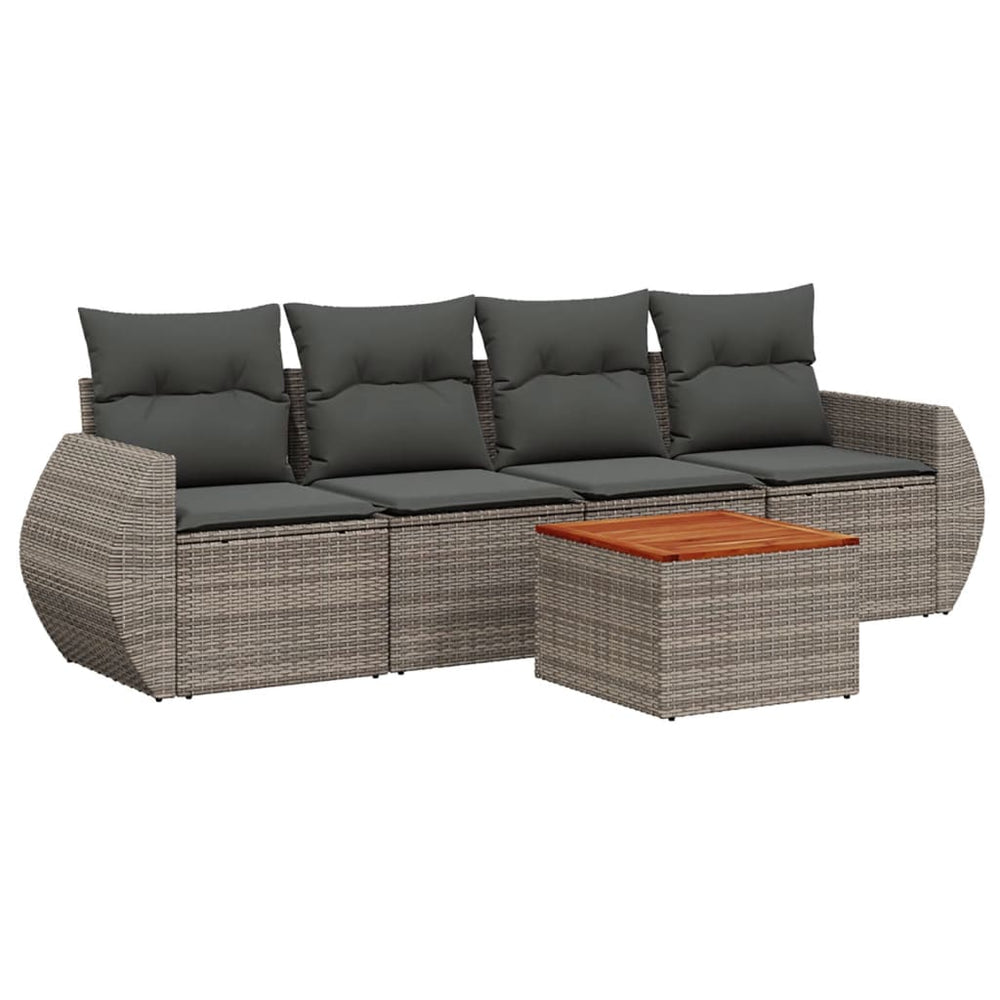 Set Canapea De Grădină Cu Perne, 5 Piese, , Poliratan